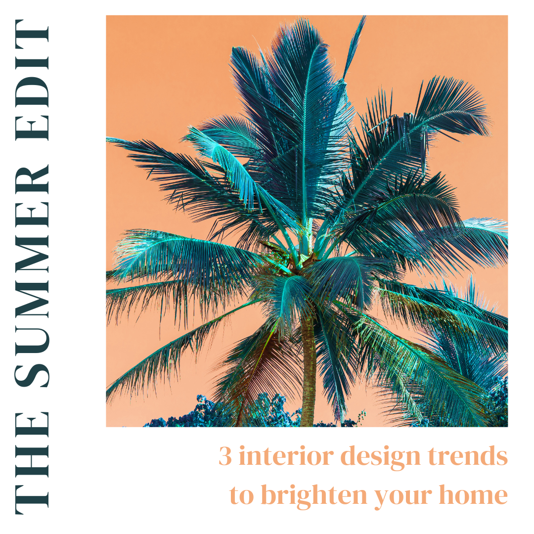 blog graphic featuring a palm tree with a peach background